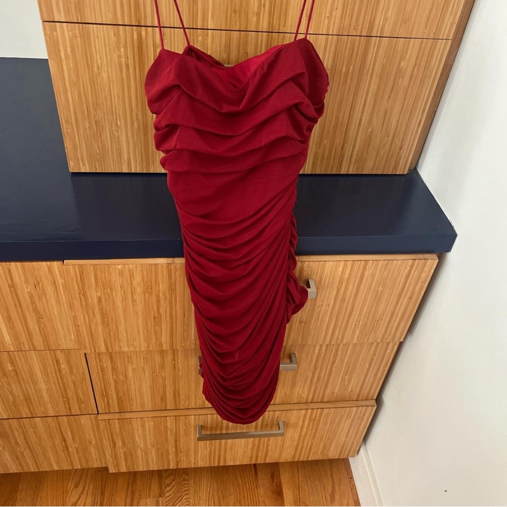 Princess Polly Burgundy Ruched Mini Dress